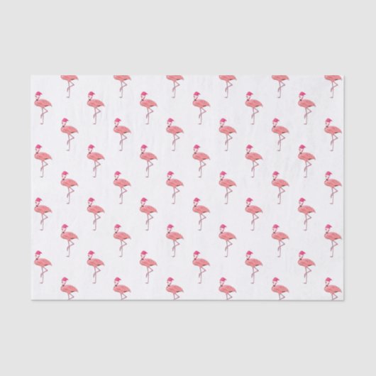 Roze Flamingo Kerstman Patroon Tissuepapier (Voorkant)