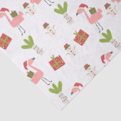 Roze Flamingo Kerstman Roze Wit Rood Tissuepapier (Detail)