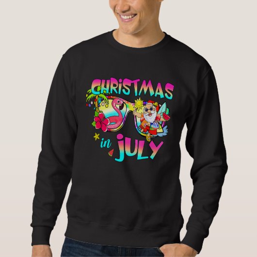 Roze flamingo kerstmis juli zomer V Trui (Voorkant)
