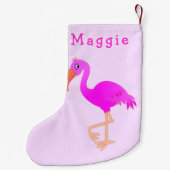 Roze Flamingo Kerstmis Kous Aangepaste Naam Kleine Kerstsok (Achterkant)