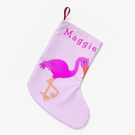 Roze Flamingo Kerstmis Kous Aangepaste Naam Kleine Kerstsok (Voorkant (Hangend))