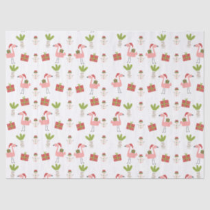 Roze flamingo Kerstmis Snowman Roze Rood Tissuepapier