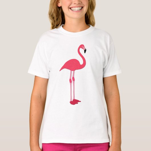 Roze Flamingo Kids Wit T-shirt (Voorkant)