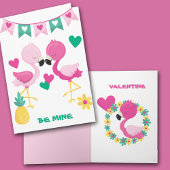 Roze Flamingo Kinder Valentijn Kaart