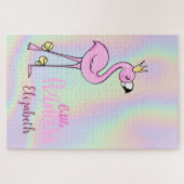 Roze Flamingo Kleine Prinses Ombre Legpuzzel (Horizontaal)