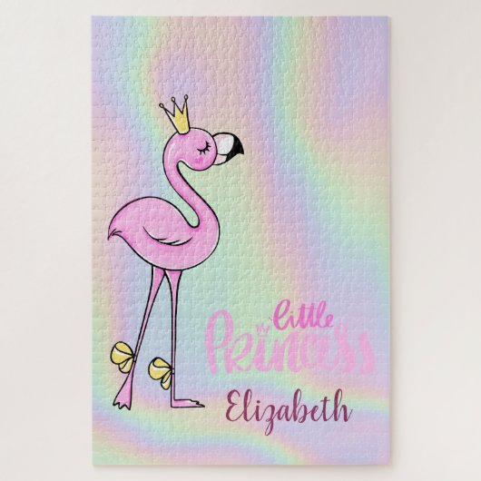 Roze Flamingo Kleine Prinses Ombre Legpuzzel (Verticaal)