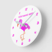 Roze Flamingo Klok Gepersonaliseerde Naam Tekst (Hoek)