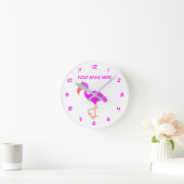 Roze Flamingo Klok Gepersonaliseerde Naam Tekst (Huis)