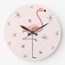 Roze flamingo klok rond