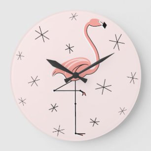 Roze flamingo klok rond