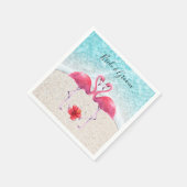 Roze Flamingo koppel liefde op het strand Weddensc Servet (Hoek)