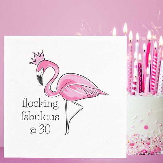 Roze Flamingo Kroon Flocking Fabulous op 30 Servet
