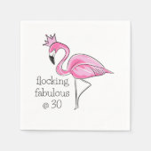Roze Flamingo Kroon Flocking Fabulous op 30 Servet (Voorkant)