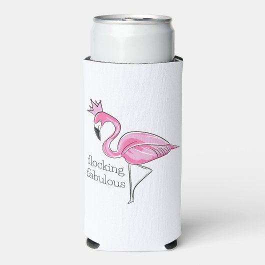 Roze Flamingo Kroon Flocking Fabulous Seltzer Blikjeskoeler (Seltzer Voorkant)