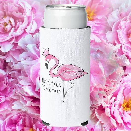Roze Flamingo Kroon Flocking Fabulous Seltzer Blikjeskoeler