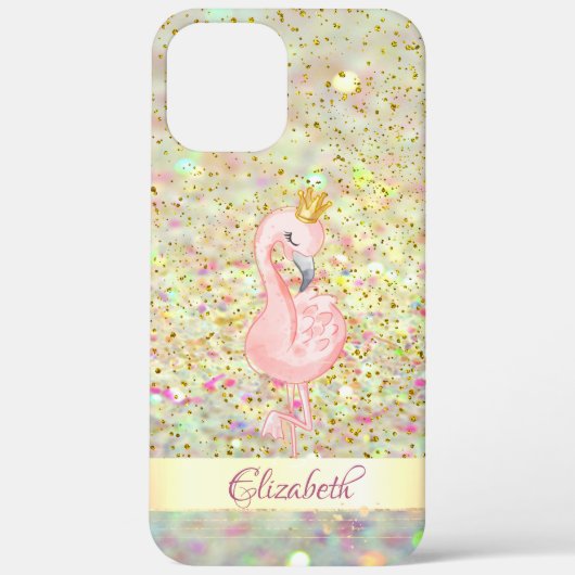 Roze Flamingo Kroon Glitter Bokeh Confetti Case-Mate iPhone Case (Achterkant)