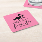 Roze Flamingo Kudde Ster Tropische Verjaardag Kartonnen Onderzetters (Schuin)