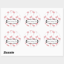 Roze Flamingo Kuddepatroon Zakelijke Promo Ronde Sticker