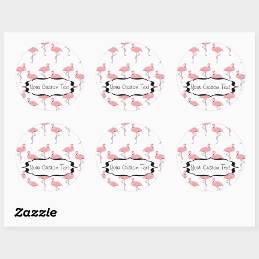 Roze Flamingo Kuddepatroon Zakelijke Promo Ronde Sticker (Vel)