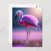 Roze flamingo kunst briefkaart (Voorkant / Achterkant)