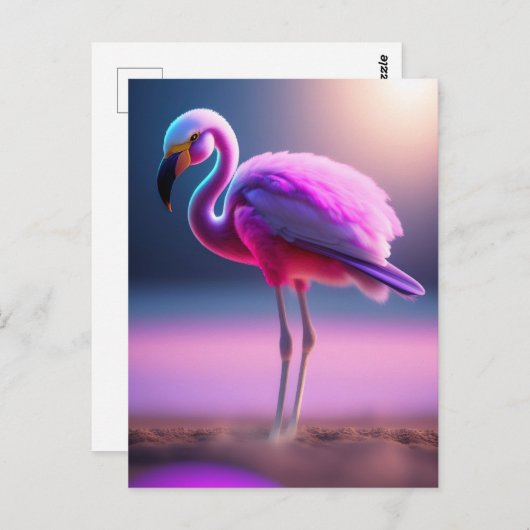 Roze flamingo kunst briefkaart (Voorkant / Achterkant)