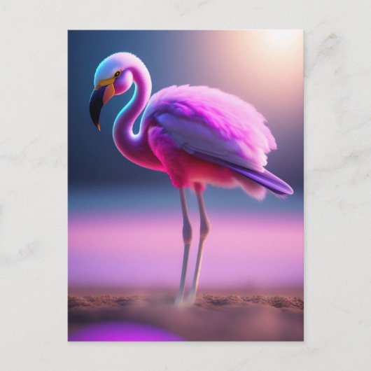 Roze flamingo kunst briefkaart (Voorkant)