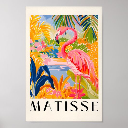 Roze flamingo kunst, Floral Henri Matisse Poster,  Poster (Voorkant)
