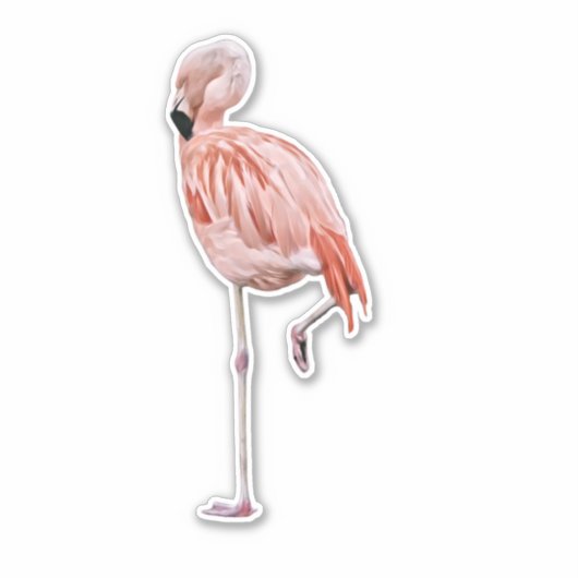 Roze Flamingo Kunst Vogel Sticker (Voorkant)
