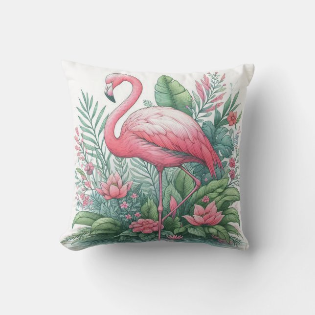 Roze Flamingo Kussen (Voorkant)