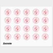 Roze Flamingo Kust Kerst Waterverf Ronde Sticker (Vel)