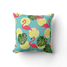 Roze Flamingo Lemon Slice Tropical Leaf Reversible