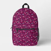 Roze Flamingo leuke rode patroon Bedrukte Rugzak (Voorkant)