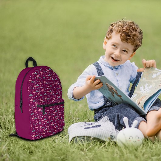 Roze Flamingo leuke rode patroon Bedrukte Rugzak