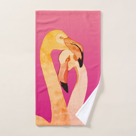 Roze Flamingo Liefde Badkamer Handdoek Set (Handdoek)
