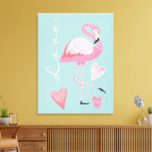 Roze Flamingo Liefde Canvasprint Canvas Afdruk (Insitu (Woonkamer))