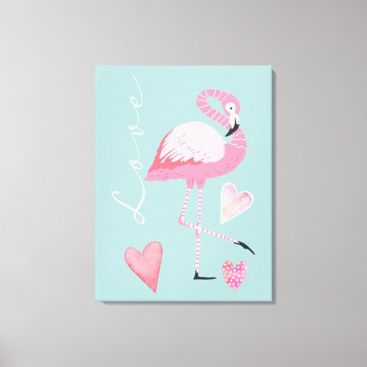 Roze Flamingo Liefde Canvasprint Canvas Afdruk (Voorkant)
