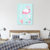 Roze Flamingo Liefde Canvasprint met spanframe Canvas Afdruk (Insitu (Slaapkamer))