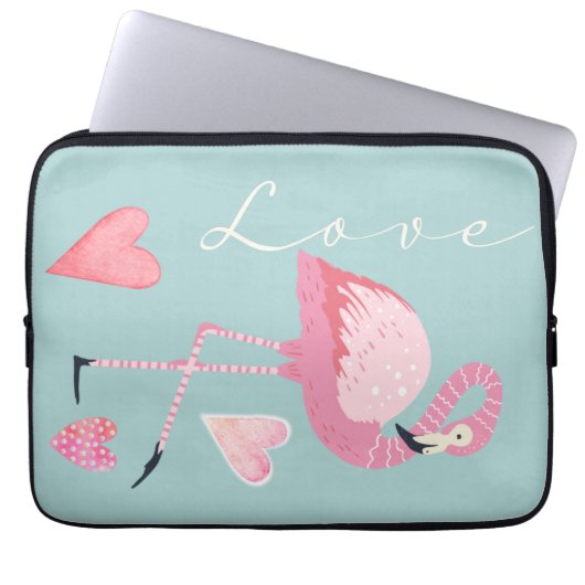 Roze Flamingo Liefde Elektronica Tas (Voorkant)