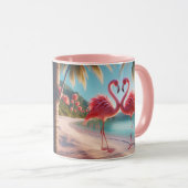 Roze Flamingo Liefde Tropisch Strand Zon Mok (Voorkant rechts)