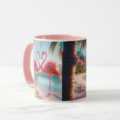 Roze Flamingo Liefde Tropisch Strand Zon Mok (Voorkant links)