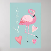 Roze Flamingo Liefdeposter
