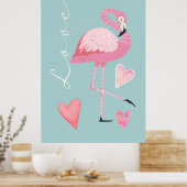 Roze Flamingo Liefdeposter Poster (Keuken)