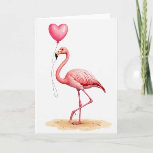Roze Flamingo Liefdeshart Kaart (Voorkant)