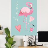 Roze Flamingo Liefdesposter Poster (Thuiskantoor)