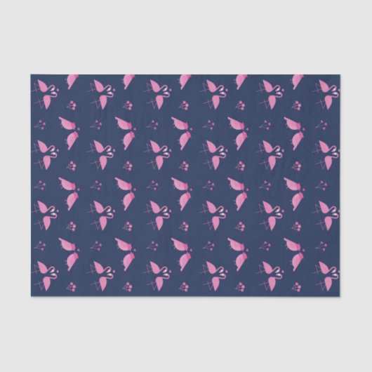 Roze Flamingo Liefdesvogels Patroon Valentijnsdag Tissuepapier (Voorkant)