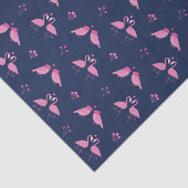 Roze Flamingo Liefdesvogels Patroon Valentijnsdag Tissuepapier (Detail)