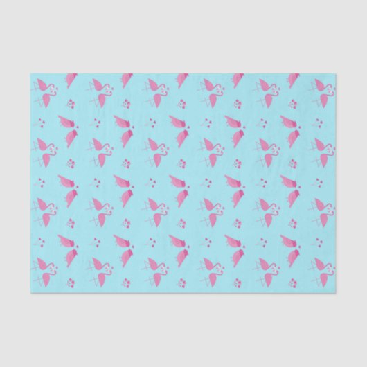 Roze Flamingo Liefdesvogels Patroon Valentijnsdag Tissuepapier (Voorkant)