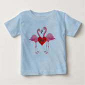 Roze Flamingo Love Design - Baby Fine Jersey T-Shi (Voorkant)
