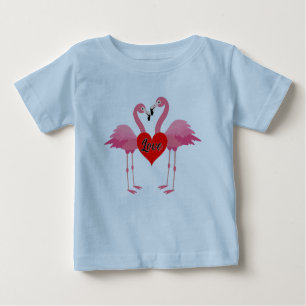 Roze Flamingo Love Design - Baby Fine Jersey T-Shi