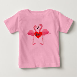 Roze Flamingo Love Design - Baby Fine Jersey T-Shi